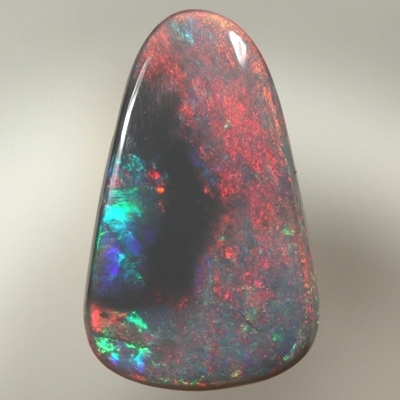 SOLID BLACK OPAL Bright red with green surrounded by black opal